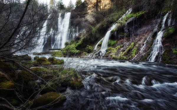 California cliff nature waterfall Burney Falls HD Desktop Wallpaper | Background Image