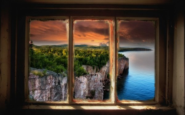Man Made Window Coast Cliff Sea Ocean HD Wallpaper | Background Image