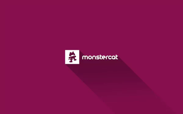 HD PC desktop wallpaper featuring the Monstercat logo with a deep purple background, representing the music brand's minimalist style.