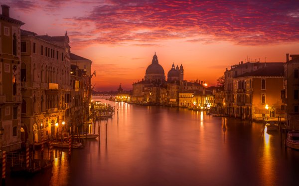 Man Made Venice Cities Italy Grand Canal Night Light Gold HD Wallpaper | Background Image