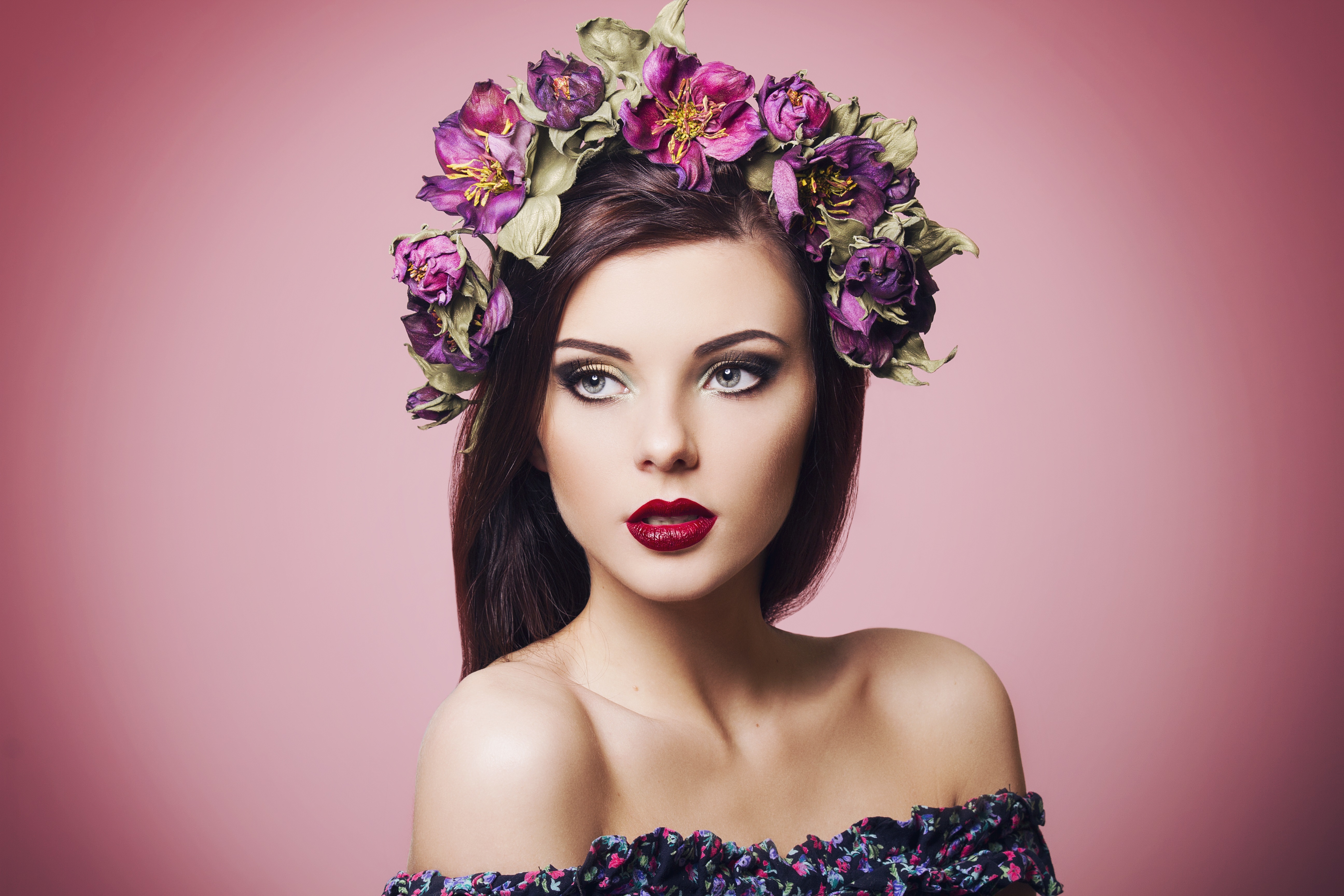 Girl With Flowers In Her Hair 