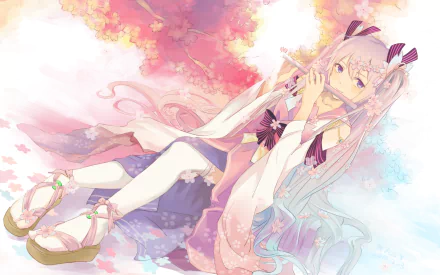 HD PC desktop wallpaper featuring Hatsune Miku in soft pastel anime style, blending vibrant pinks and blues, capturing the essence of the Vocaloid character.