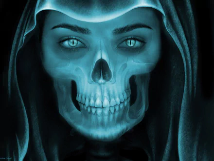  Blue x-ray skull by Andrew Dobell
