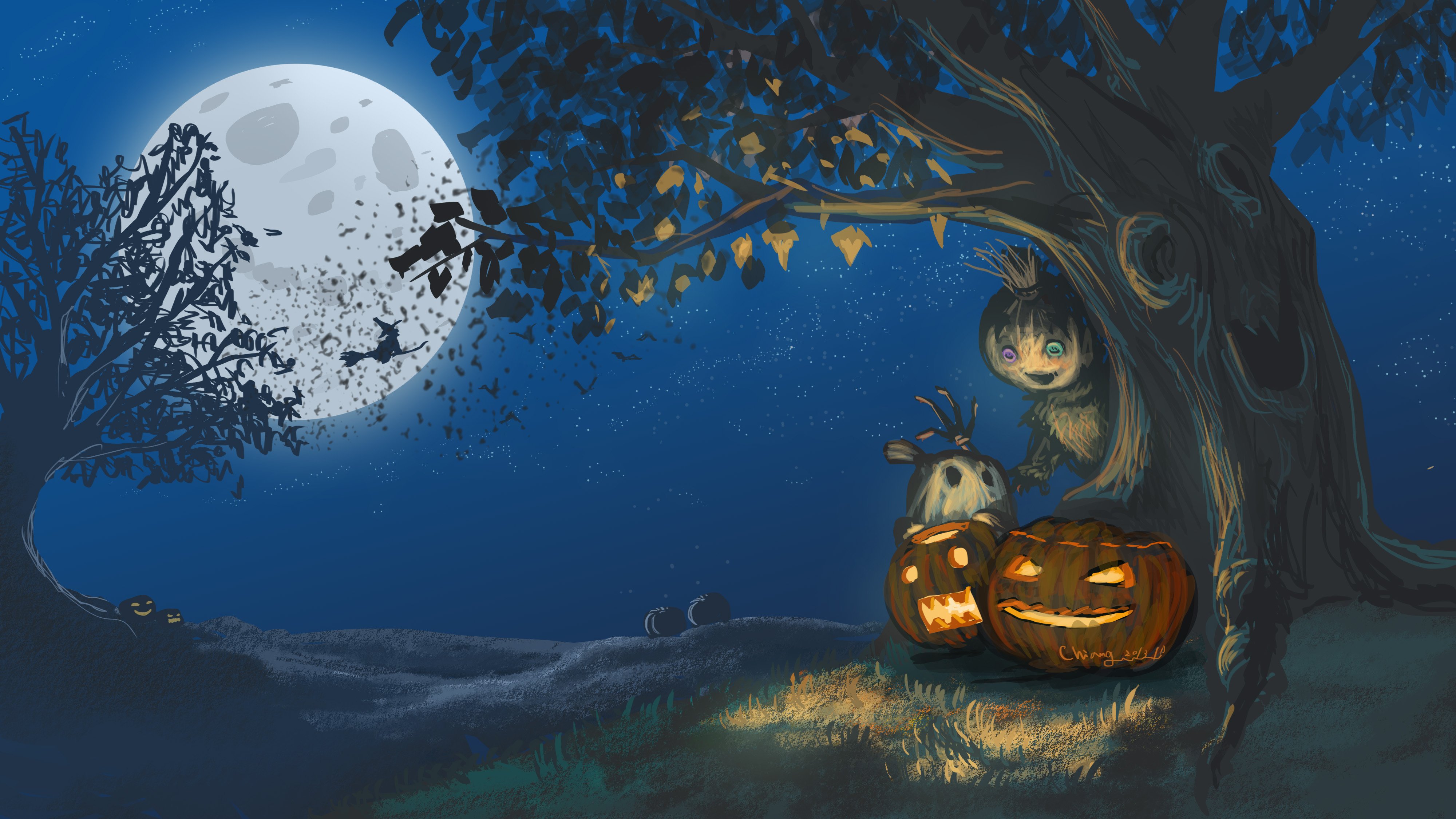 Spooky Halloween Pumpkin Night 4K Ultra HD Holiday Wallpaper