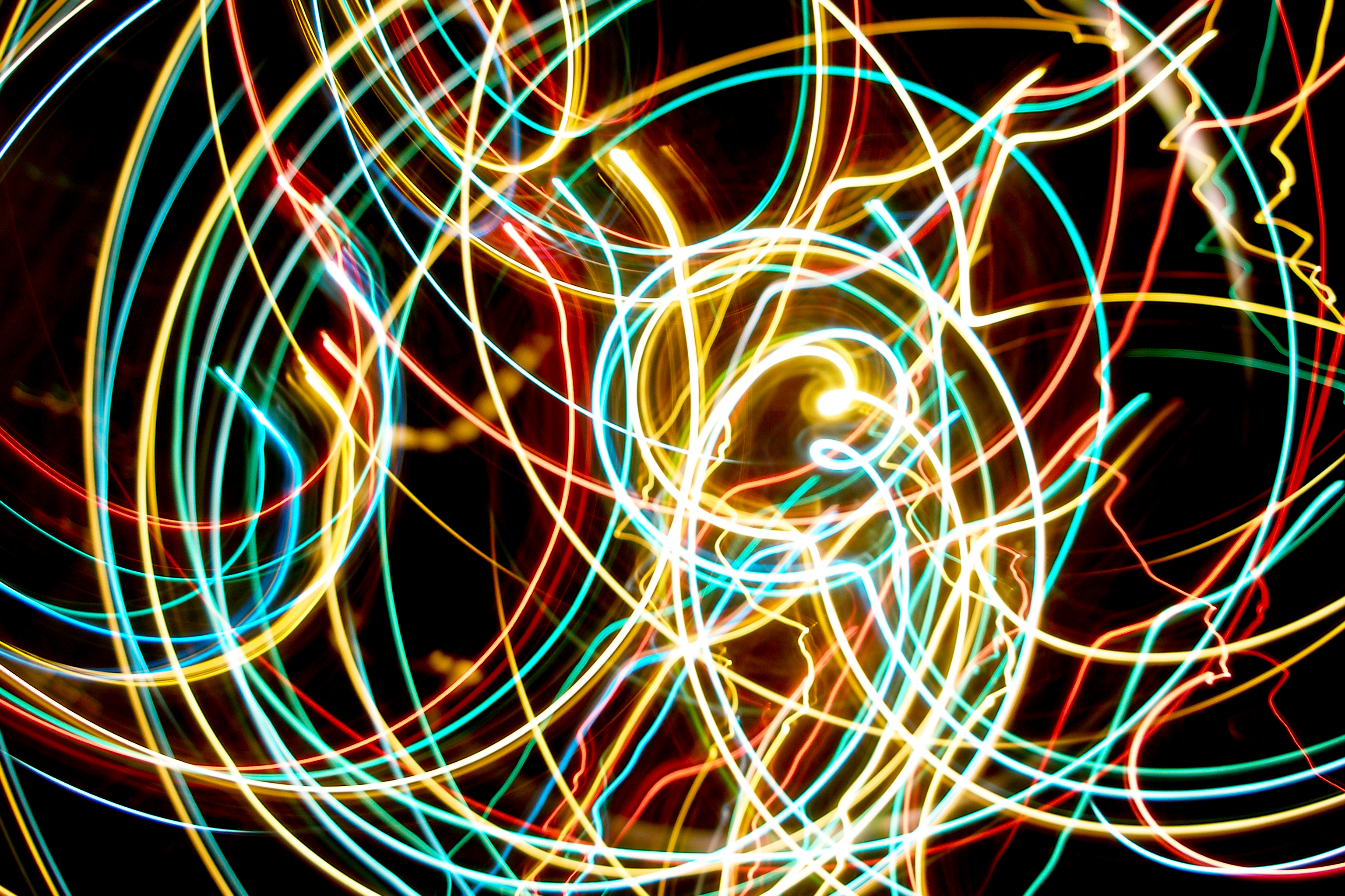 Neon swirl / Camera toss at christmas tree lights by Thomas Quine