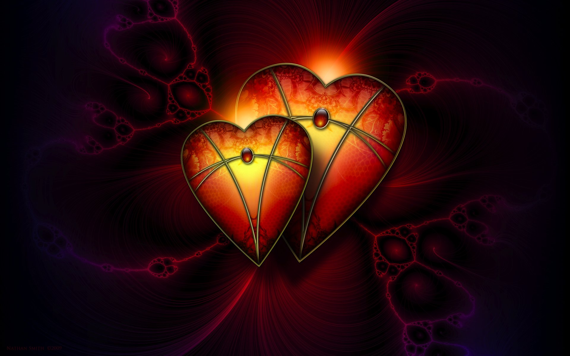 Download Love Yellow Red Artistic Heart HD Wallpaper