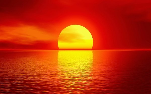 Artistic Sunset Sun Ocean Sea orange Yellow Horizon HD Wallpaper | Background Image