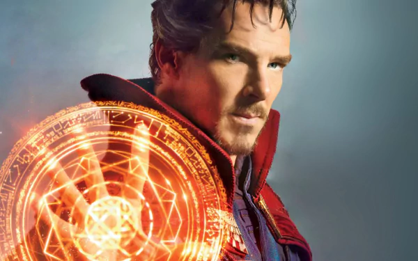 Benedict Cumberbatch stars as Doctor Strange, showcasing his character with magical elements in this HD desktop wallpaper and background.