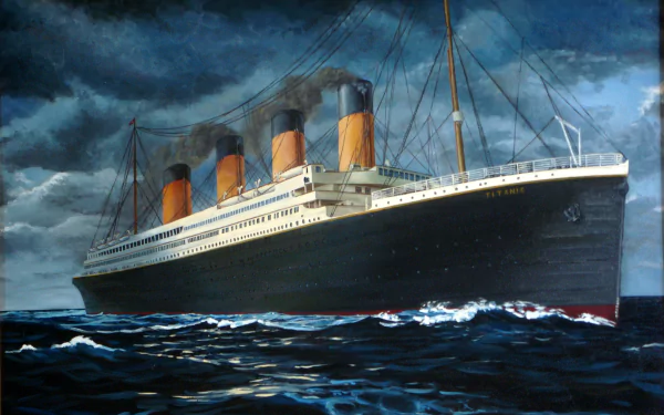 HD wallpaper of the Titanic ship sailing on the ocean, suitable as a desktop background.
