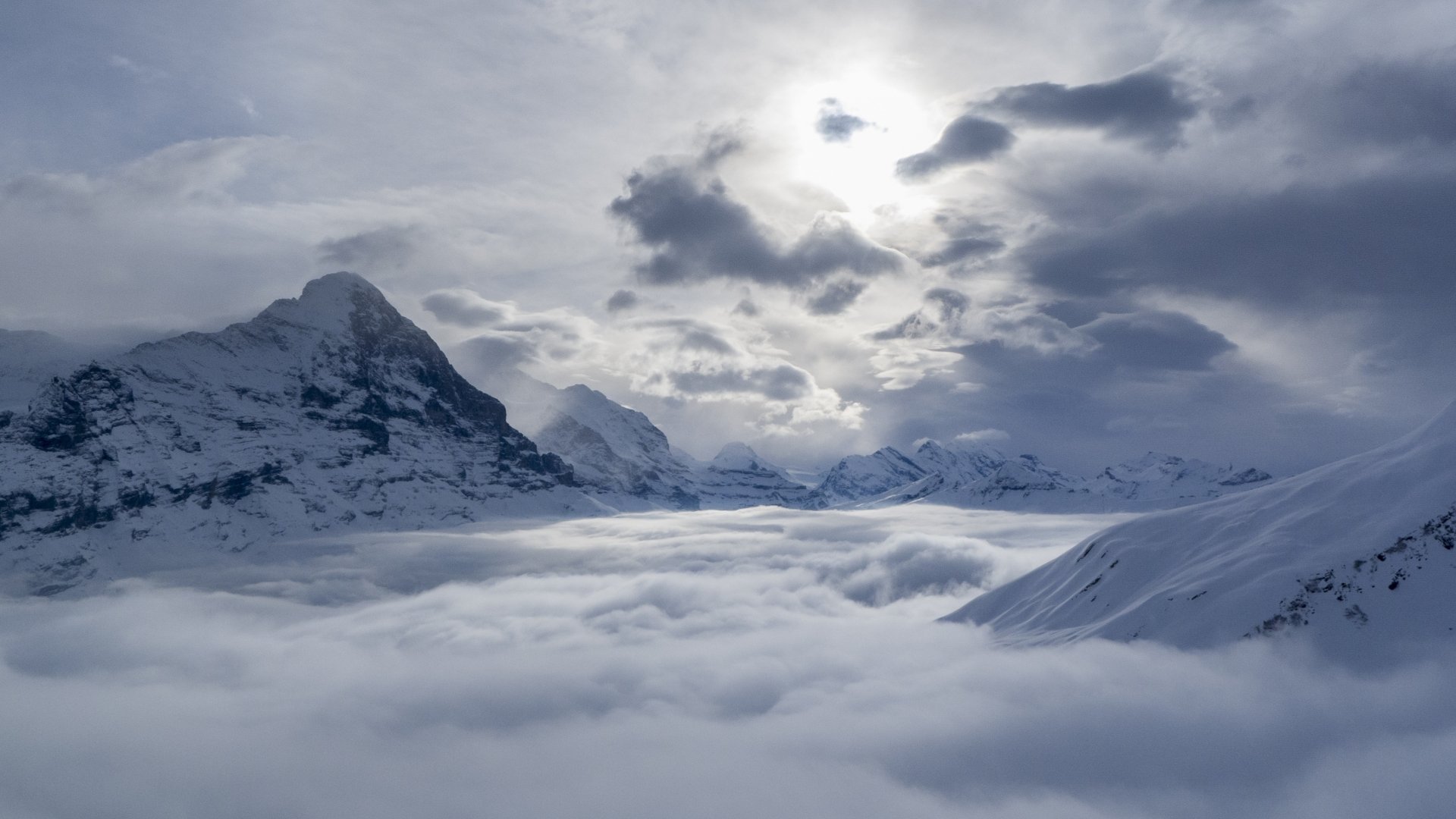 Download Fog Nature Switzerland Peak Snow Sky Cloud Mountain Alps Snowy Mountain HD Wallpaper by thomasstaub