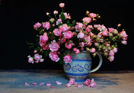  Pink Roses in a Pitcher