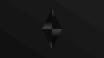 Abstract black diamond design on a gradient grey background, featuring sharp angles and a sleek modern aesthetic. This 4K Ultra HD image enhances any desktop wallpaper collection.