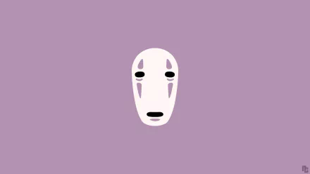 HD desktop wallpaper featuring the character No-Face from the animated film Spirited Away, set against a purple background.