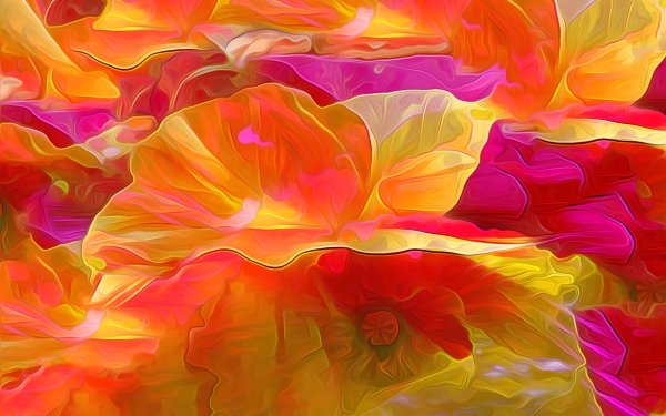Artistic Painting Flower orange Red Yellow HD Wallpaper | Background Image