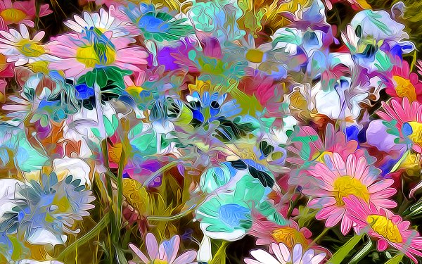 Artistic Painting Flower Colors Colorful Daisy HD Wallpaper | Background Image
