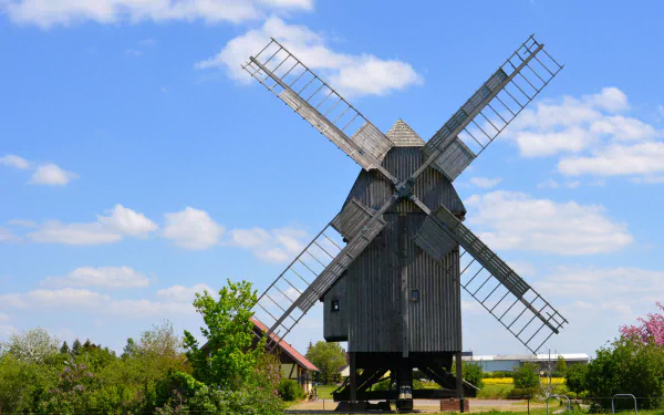 old man made windmill HD Desktop Wallpaper | Background Image