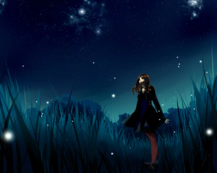 forest night light Anime girl anime girl anime night anime forest HD Desktop Wallpaper | Background Image