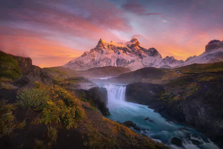  Waterfall in Chilean Mountains