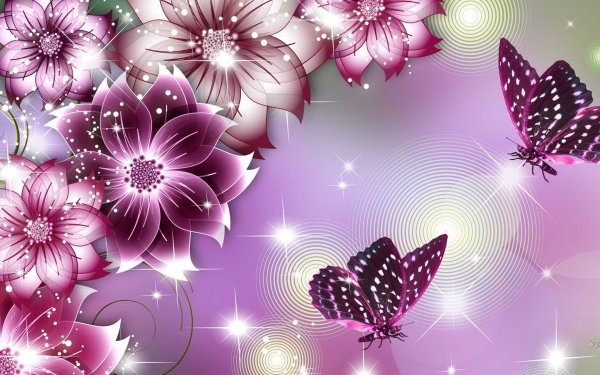 Artistic Butterfly Flower Purple HD Wallpaper | Background Image