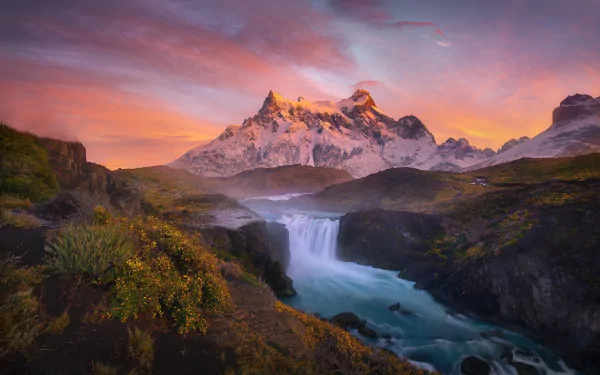  Waterfall in Chilean Mountains