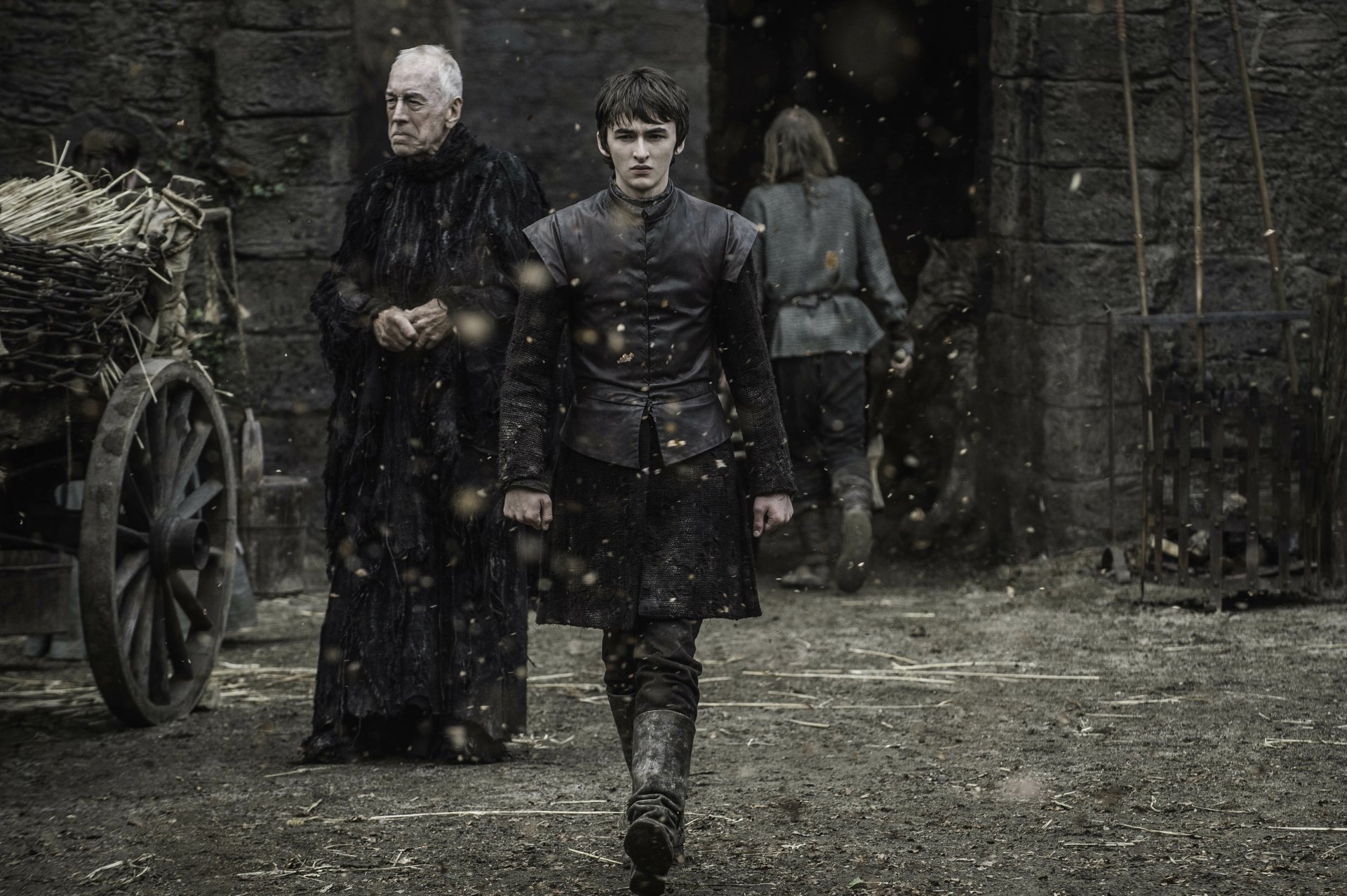 4K Ultra HD wallpaper featuring Max von Sydow as the Three-Eyed Raven and Isaac Hempstead-Wright as Bran Stark from the TV show Game of Thrones.
