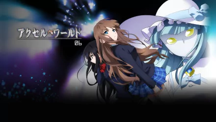 Anime-themed HD wallpaper featuring Fuuko Kurasaki and Kuroyukihime from Accel World, showcasing dynamic colors and striking character expressions.
