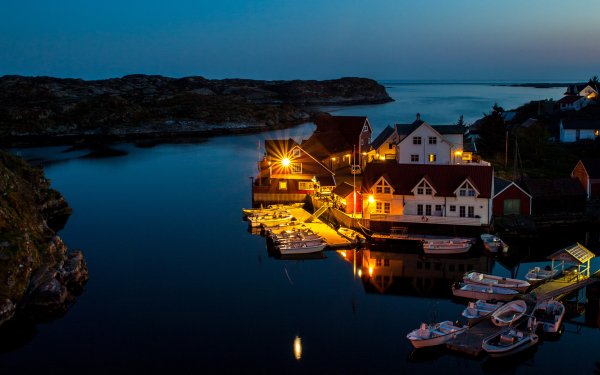 Man Made Town Towns Coast Boat House Night Village HD Wallpaper | Background Image