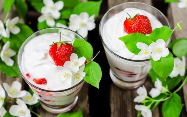 Food Yogurt Strawberry Dessert HD Wallpaper | Background Image