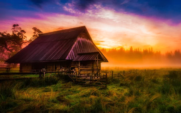  Old Shed in Sunset Field