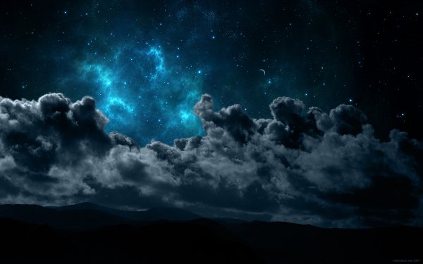Earth Sky Night Cloud Starry Sky Moon Blue Stars HD Wallpaper | Background Image