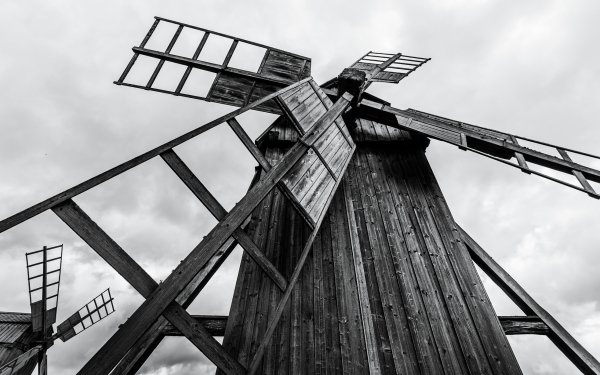 Man Made Windmill Mill Black & White HD Wallpaper | Background Image