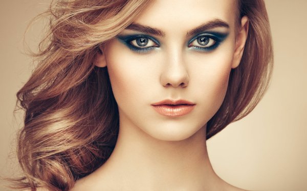 Women Face Model Blonde Makeup Blue Eyes HD Wallpaper | Background Image