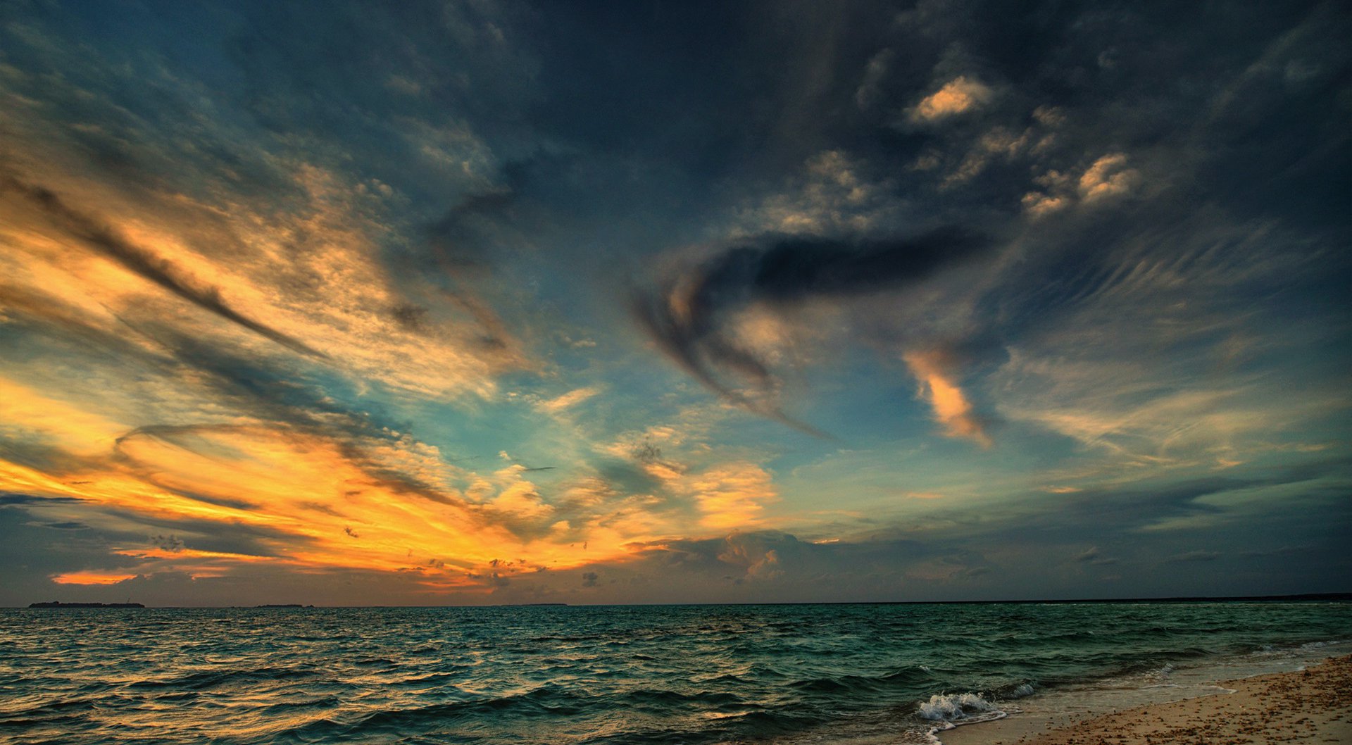 Download Horizon Beach Sea Ocean Sunset Cloud Nature Sky Wallpaper