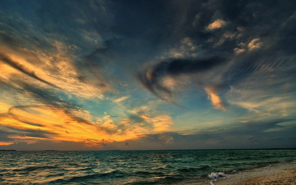 Earth Sky Cloud Sunset Ocean Sea Beach Horizon HD Wallpaper | Background Image
