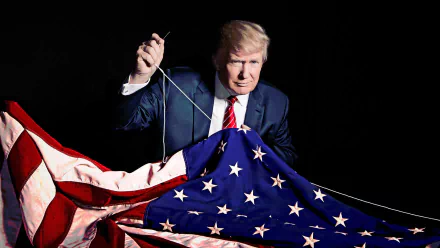 HD desktop wallpaper featuring a politician with an American flag, creating a presidential-themed background.