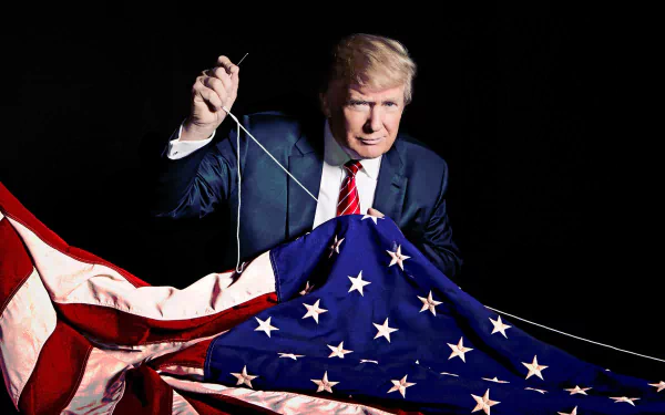 HD desktop wallpaper featuring a politician with an American flag, creating a presidential-themed background.