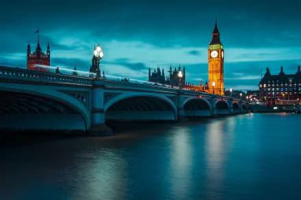 Thames United Kingdom London night bridge tower man made Big Ben HD Desktop Wallpaper | Background Image