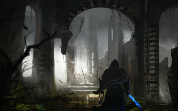 Fantasy Warrior Sword Magic Ruin HD Wallpaper | Background Image
