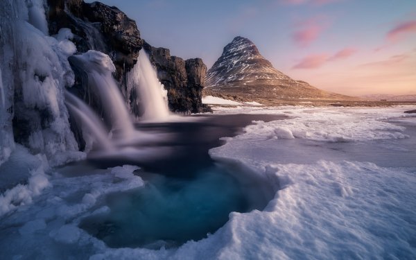 Earth Waterfall Waterfalls Nature Mountain Landscape Winter Ice HD Wallpaper | Background Image