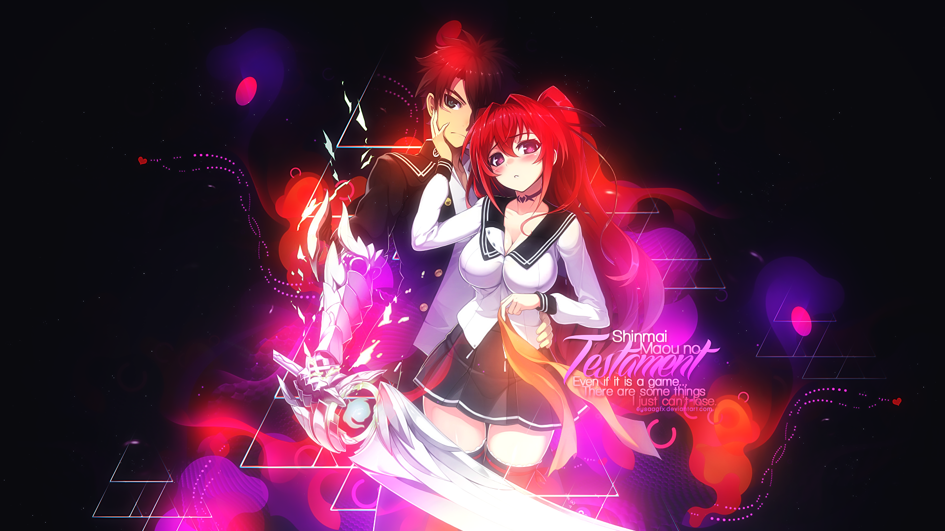 Shinmai Maou no Testament HD Wallpaper: Basara Toujou & Mio Naruse by  EysaaGFX