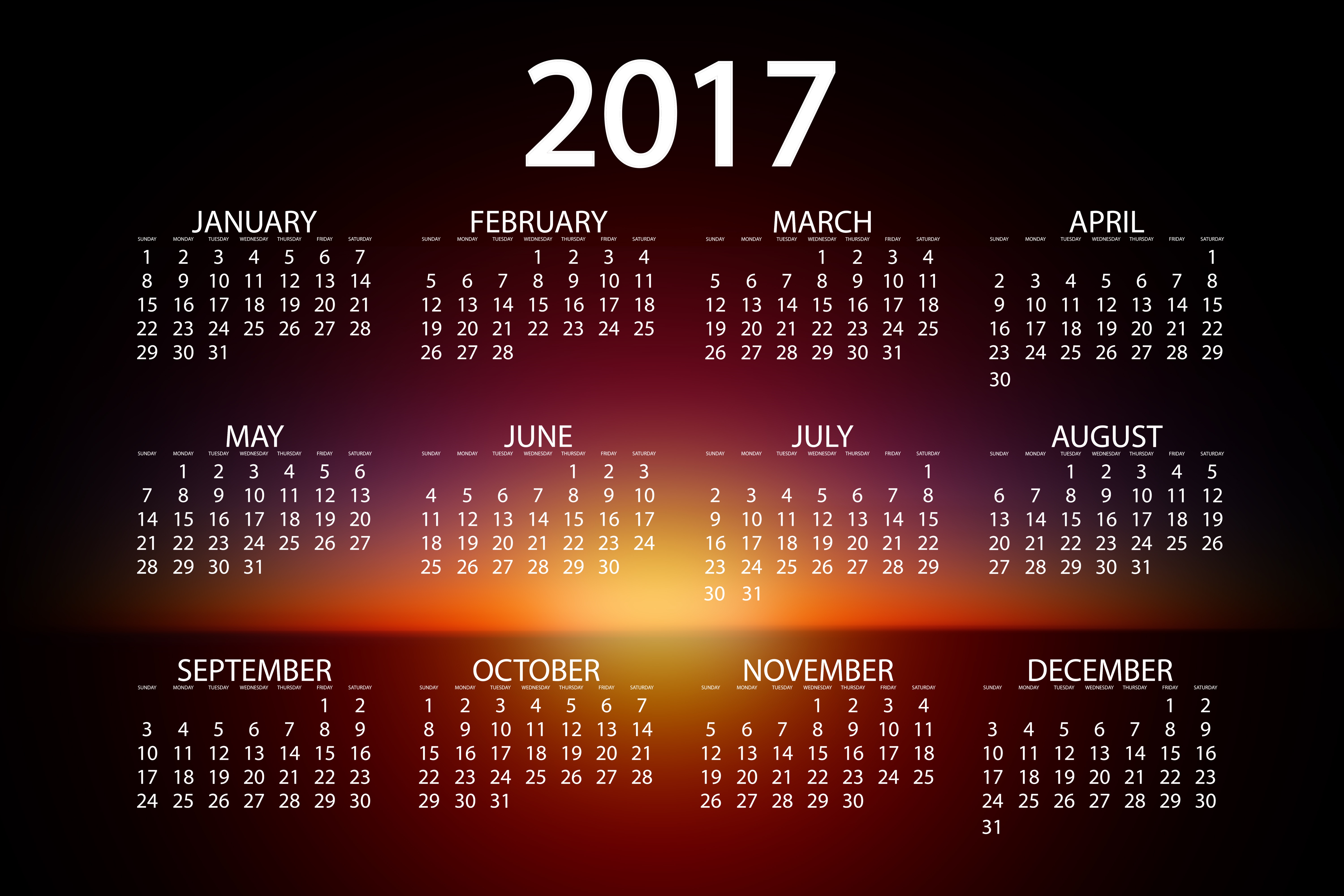 2017 desktop wallpaper calendars