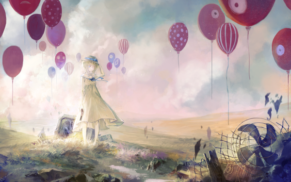 Anime Original Balloon Dress Blonde Short Hair HD Wallpaper | Background Image