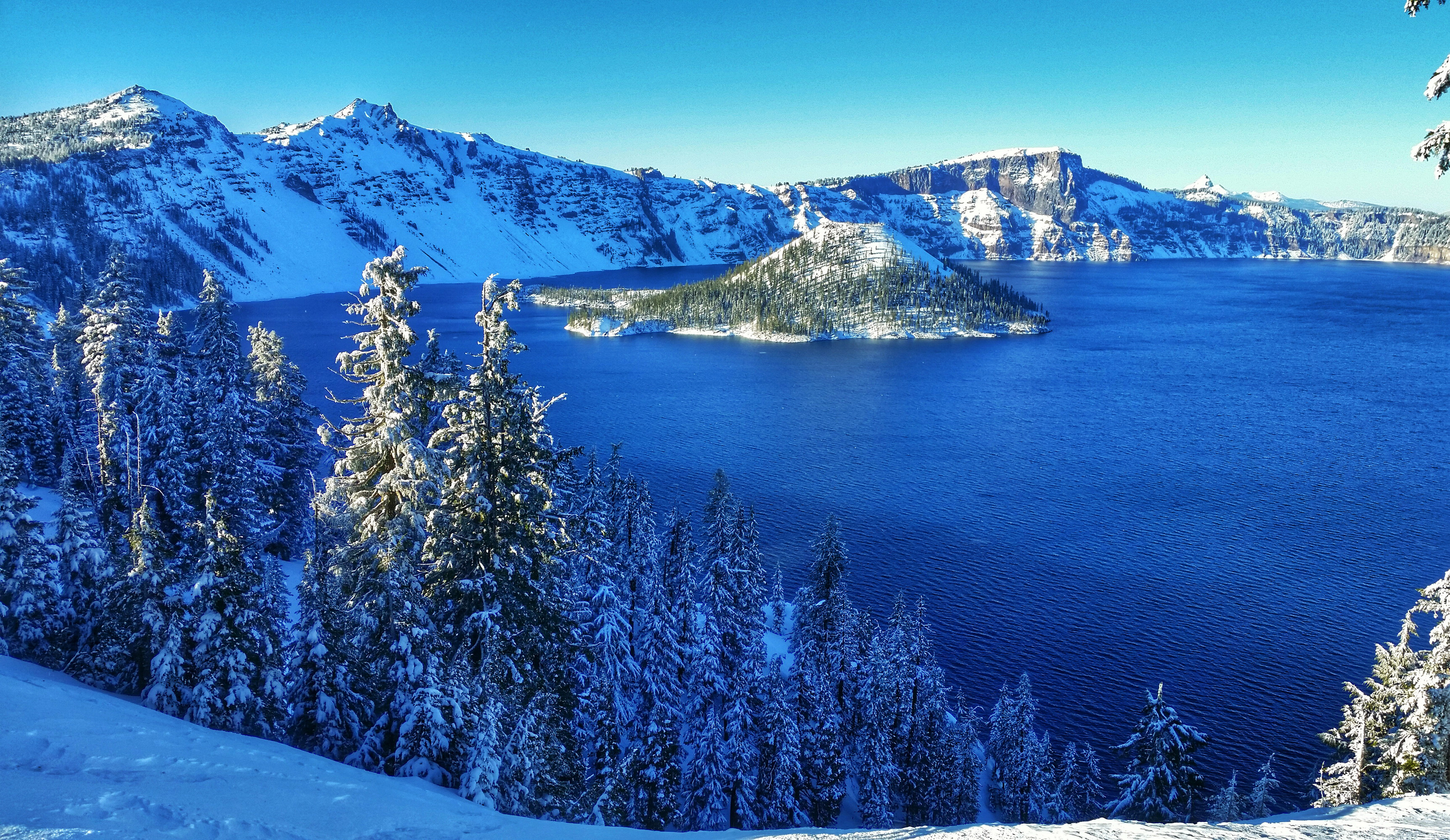Download Snow Forest Tree Mountain Lake Nature Winter HD Wallpaper
