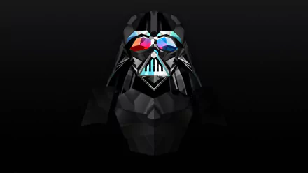 Abstract HD wallpaper featuring a geometric representation of Darth Vader from Star Wars, showcasing vibrant facets and a dark background.