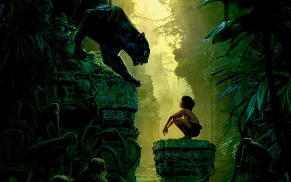 Movie The Jungle Book (2016) The Jungle Book Mowgli Bagheera HD Wallpaper | Background Image