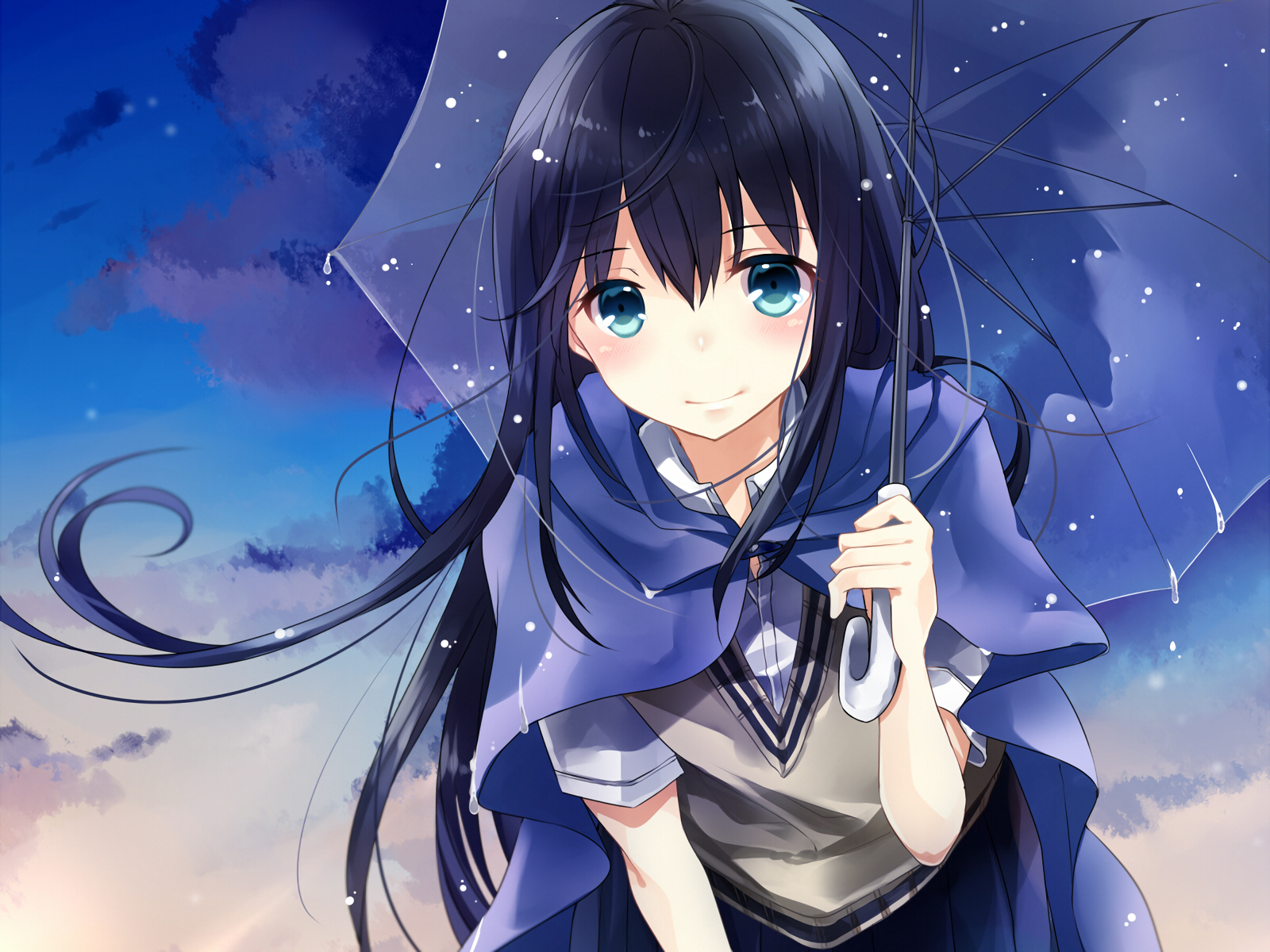 Black hair blue eyed anime girl Black hair blue eyed anime girl