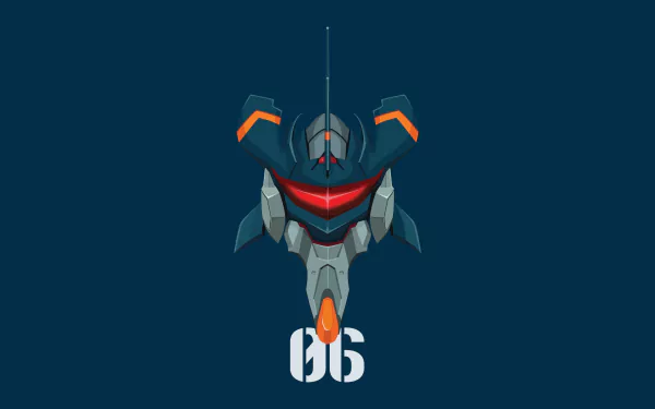 Evangelion Mark-06 from Neon Genesis Evangelion, featured in a sleek 4K Ultra HD anime wallpaper with a dark blue background and bold design elements.