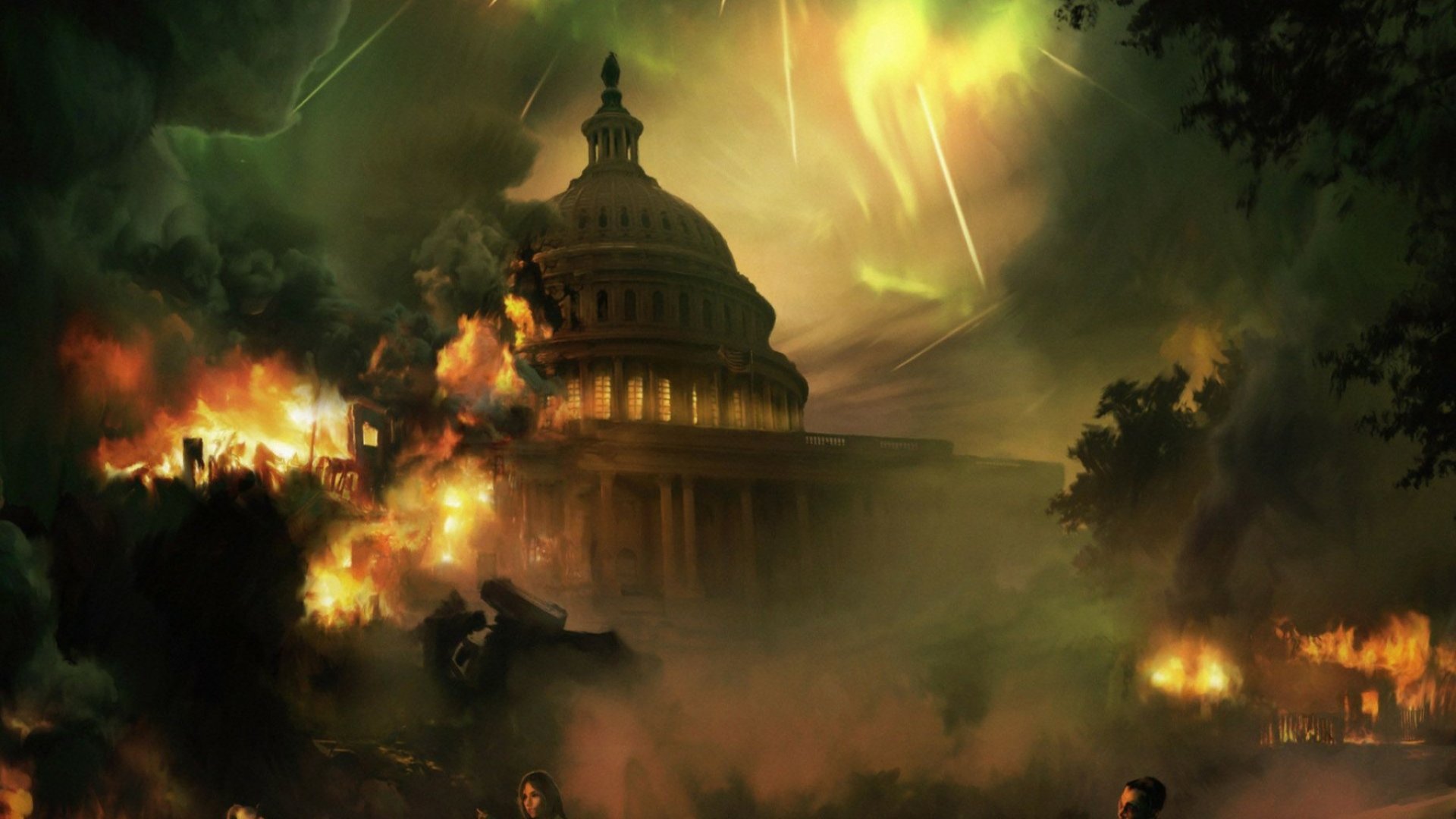 Download White House Destruction Fire War Apocalypse Fantasy Sci Fi Apocalyptic HD Wallpaper
