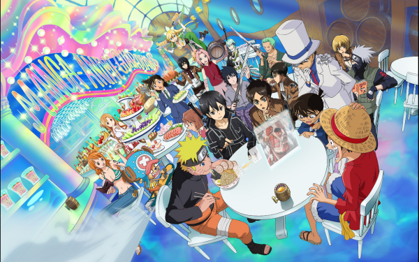 Anime Crossover Naruto Uzumaki Monkey D. Luffy Kazuto Kirigaya Sakura Haruno Mikasa Ackerman Armin Arlert Conan Edogawa Eren Yeager Ai Haibara Kakashi Hatake Kaito Kuroba Suguha Kirigaya Levi Ackerman Ran Mouri Nami Roronoa Zoro Tony Tony Chopper Sasuke Uchiha Asuna Yuuki Sword Art Online Attack on Titan Shingeki No Kyojin Naruto One Piece Detective Conan Magic Kaito HD Wallpaper | Background Image