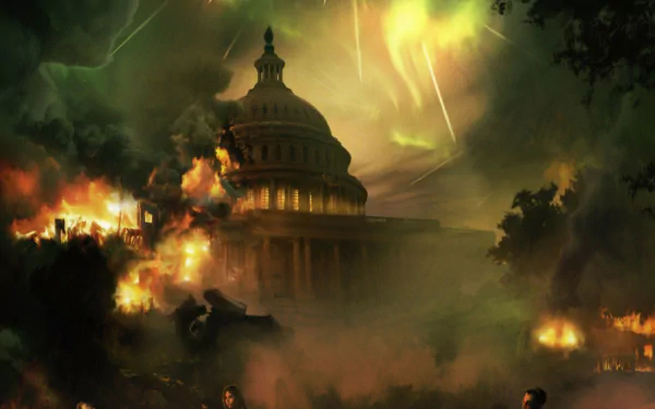 White House destruction fire war apocalypse fantasy Sci Fi apocalyptic HD Desktop Wallpaper | Background Image